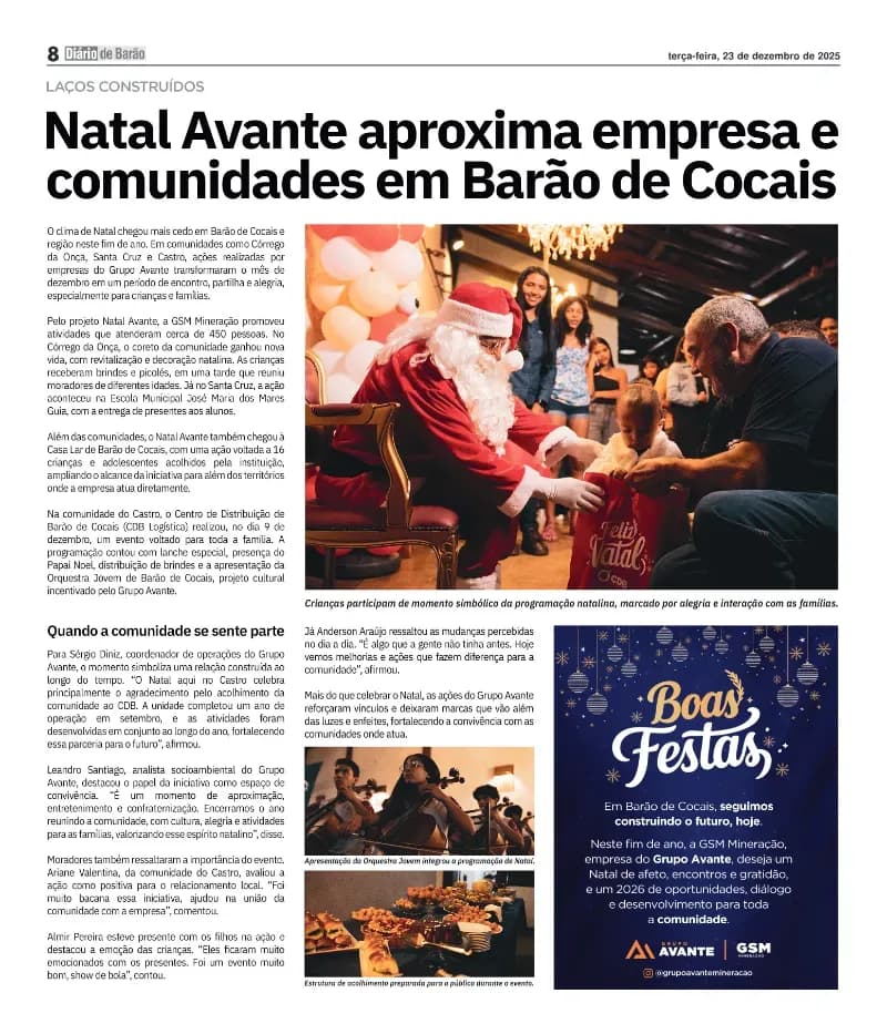 Natal Avante aproxima empresa e comunidades em Barão de Cocais